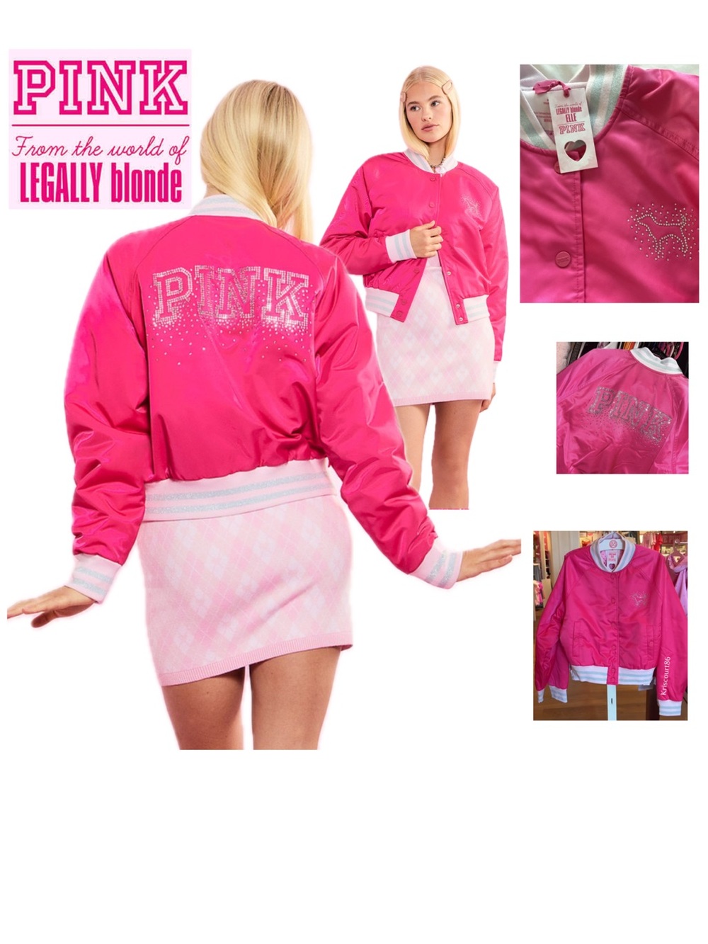 VSPINK Legally Blonde Rhinestone Varsity Jacket NEW WITH TAGS